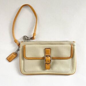 Vintage Coach Canvas and Leather Purse Wristlet